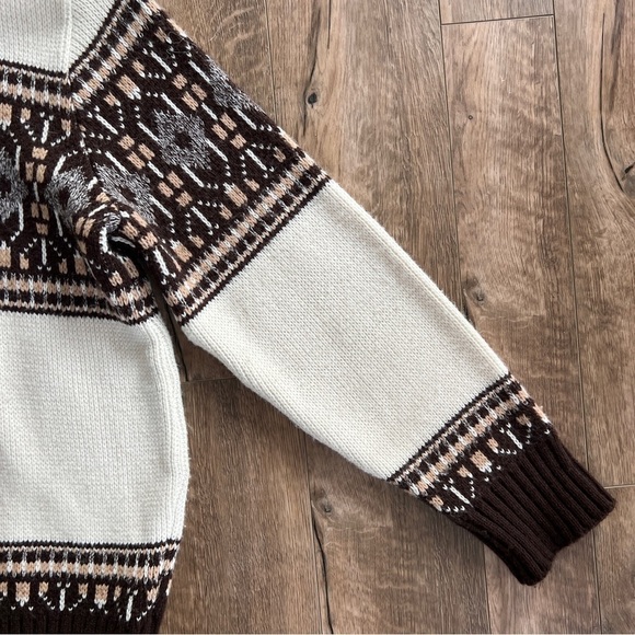 Vintage 90s St Michael Crew Neck Full Zip Fair Isle Cardigan Fishermans Sweater - Picture 5 of 15